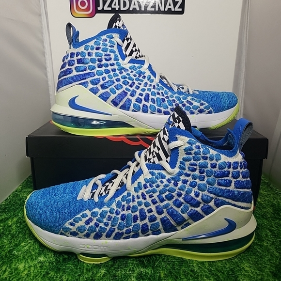SIZE 7- Nike LeBron 17 GS 'Sprite' Blue-Ghost Green VNDS 2020  BQ5594-434  Fits - Picture 14 of 16